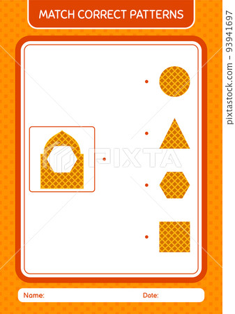 Match pattern game with mosque. worksheet for preschool kids, kids activity sheet 93941697