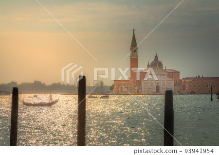 Lonely gondola in grand canal and Church of San Giorgio Maggiore, Venice, Italy Lonely gondola in grand canal and Church of San Giorgio Maggiore, Venice, Italy 93941954