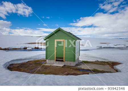 Green Rorbu in Hardanger conservation area, Norway, Scandinavia 93942346