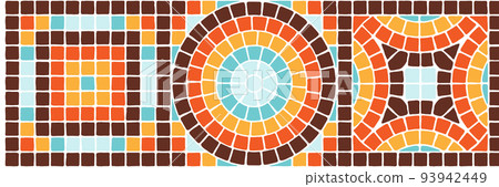Ancient mosaic tile pattern. Decorative antique stone ornament. Ancient mosaic tile pattern. Decorative antique stone ornament. 93942449