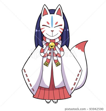 fox shrine maiden - Stock Illustration [93942590] - PIXTA