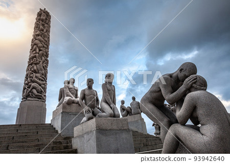 Frogner public park with statues in Oslo, Norway, Scandinavia Frogner public park with statues in Oslo, Norway, Scandinavia 93942640