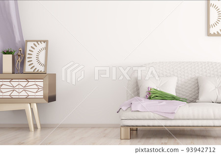 Interior design of modern room, sofa in living room, white mock up wall, home design 3d rendering Interior design of modern room, sofa in living room, white mock up wall, home design 3d rendering 93942712