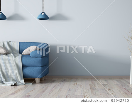 Blue sofa, interior design of modern living room, 3d rendering 93942720
