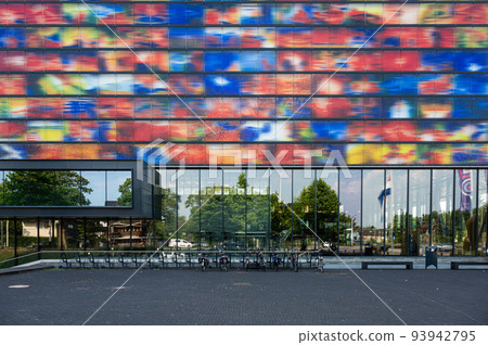 Hilversum, North Holland, The Netherlands, Main entrance of the Dutch broadcasting company 93942795