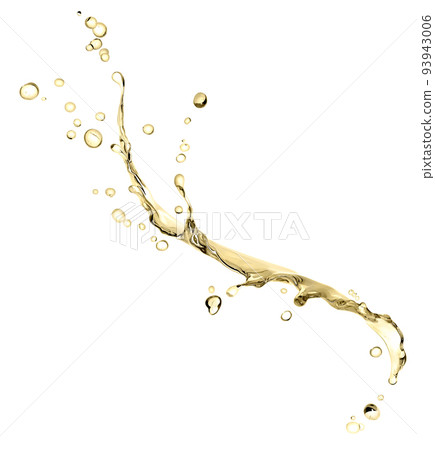 Pouring wave or flow splash, abstract liquid background, apple juice or olive oil splash, isolated, 3d rendering 93943006