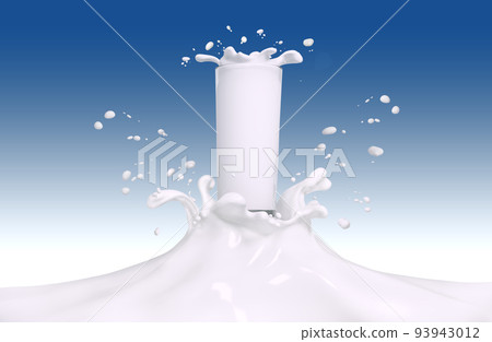 Milk splash in glass, abstract liquid background, wavy drink illustration, dairy isolated 3d rendering 93943012