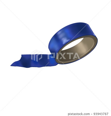 Realistic illustration of blue scotch tape. Electrical tape, Stationery watercolor Realistic illustration of blue scotch tape. Electrical tape, Stationery watercolor 93943787