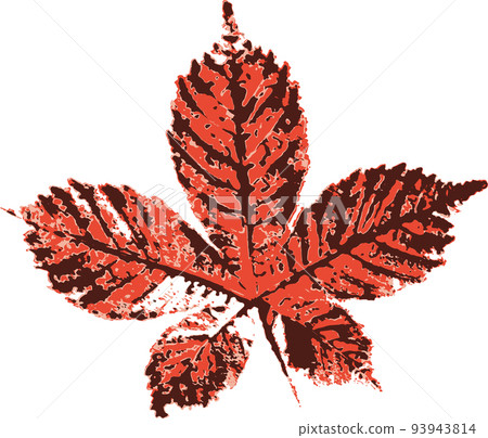 Horse chestnut leaf stamp. Imprint of fallen leaves. Autumn pattern. Horse chestnut leaf stamp. Imprint of fallen leaves. Autumn pattern. 93943814