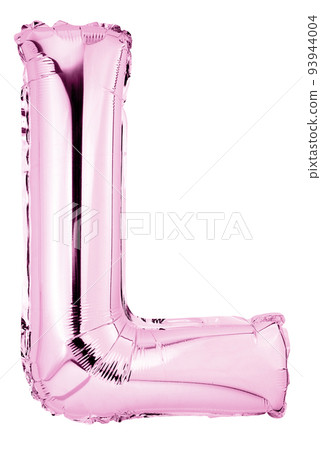 Letter L in pink mylar balloon isolated on white Letter L in pink mylar balloon isolated on white 93944004
