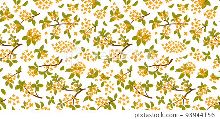 Osmanthus fragrans pattern osmanthus flowers seamless background. Asian floral traditional wallpaper. Chinese floral print. Blossoming osmanthus fragrans. Oriental vector illustration. Korean paper. Osmanthus fragrans pattern osmanthus flowers seamless background. Asian floral traditional wallpaper. Chinese floral print. Blossoming osmanthus fragrans. Oriental vector illustration. Korean paper. 93944156