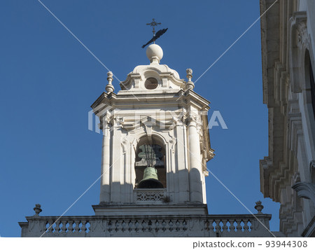 Vew of Igreja da Graca white church bell tower, Convento de Nossa Senhora da Graca, a nuns convent in Lisbon, Portugal Vew of Igreja da Graca white church bell tower, Convento de Nossa Senhora da Graca, a nuns convent in Lisbon, Portugal 93944308