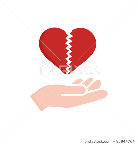 A person's hand holding a jagged cracked heart - material for images of mental health, broken hearts, broken hearts A person's hand holding a jagged cracked heart - material for images of mental health, broken hearts, broken hearts 93944764