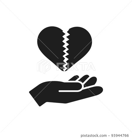A person's hand holding a jagged cracked heart - material for images of mental health, broken hearts, broken hearts A person's hand holding a jagged cracked heart - material for images of mental health, broken hearts, broken hearts 93944766
