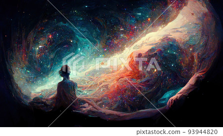 Abstract background space nebula galaxy universe cosmos colorful light flash sparks stars in dark 93944820