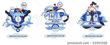Meditation online. Practicing yoga metaphor, mental exercises. Wellness practice to restore peace of mind Meditation online. Practicing yoga metaphor, mental exercises. Wellness practice to restore peace of mind 93945086