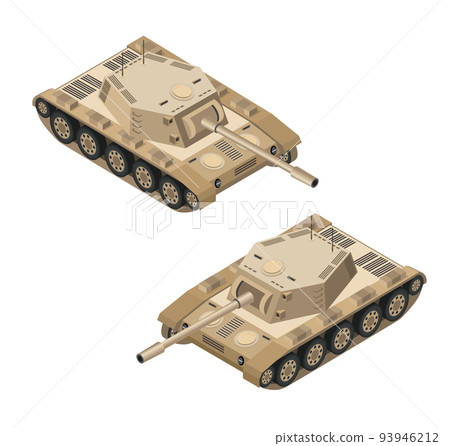 Set of army armed tank panzer divisions isometric armed military transport 93946212