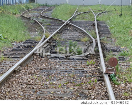 Railway to horizon and clouds on the sky background. Railway to horizon and clouds on the sky background. 93946982