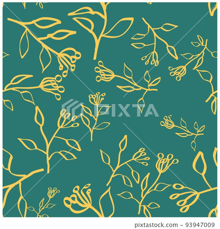 Spring botanical print. Vector retro floral seamless pattern. Seamless pattern abstract leaf.  93947009