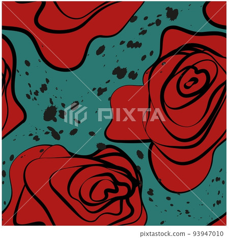 Colorful roses in trendy style. Abstract floral background. Modern design template for decoration Colorful roses in trendy style. Abstract floral background. Modern design template for decoration 93947010