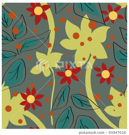 Beautiful paper art seamless pattern with flowers. Summer vector illustration. Spring floral vector Beautiful paper art seamless pattern with flowers. Summer vector illustration. Spring floral vector 93947016