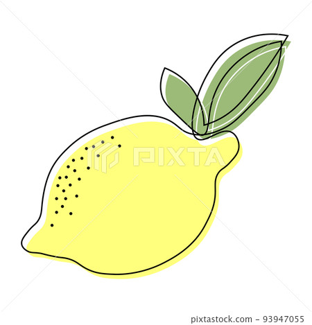 Lemon, black outline with color. Fruit illustration, vector Lemon, black outline with color. Fruit illustration, vector 93947055