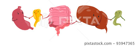 Cute cartoon vector human five organs set on white background Cute cartoon vector human five organs set on white background 93947365
