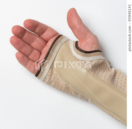 Open hand palm with bandage Open hand palm with bandage 93948141