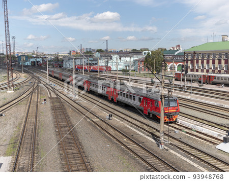 BARNAUL - June 21 train station and departing trains in winteron June 21, 2020 in Barnaul, Russia BARNAUL - June 21 train station and departing trains in winteron June 21, 2020 in Barnaul, Russia 93948768