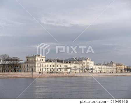 SAINT-PETERSBURG, RUSSIA - SEPTEMBER 20, 2020 - View of Pirogovskaya quay in Saint-Petersburg, Russia. The Military Medical Academy 93949536