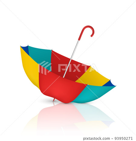 Vector 3d Realistic Multicolored Blank Umbrella Upside Down Isolated on White Background. Design Template of Opened Parasol with Reflection Vector 3d Realistic Multicolored Blank Umbrella Upside Down Isolated on White Background. Design Template of Opened Parasol with Reflection 93950271