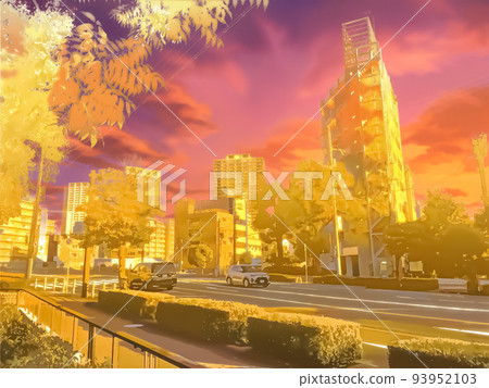 傍晚的公園前街 93952103