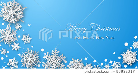 Christmas background with paper snowflakes Christmas background with paper snowflakes 93952317