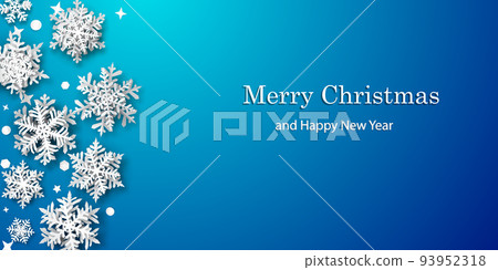 Christmas background with paper snowflakes 93952318