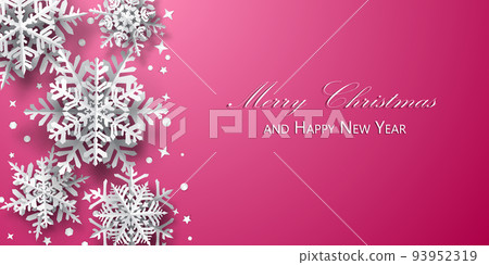 Christmas background with paper snowflakes 93952319