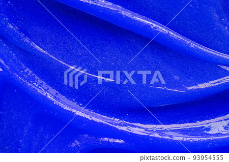 Blue gel texture. Cosmetic clear liquid cream smudge. Skin care product sample closeup. Toothpaste or wax Blue gel texture. Cosmetic clear liquid cream smudge. Skin care product sample closeup. Toothpaste or wax 93954555