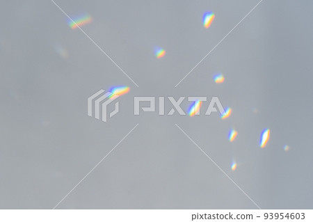 Abstract prism reflection, rays leaking through lens effect. Crystal light reflections for overlay mockup on light background. Rainbow holographic shadow mock up, iridescent prismatic 93954603