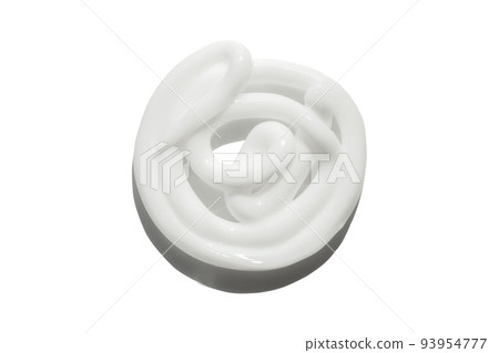 Skin care cream texture swirl smear sample with shadow isolated. Facial creme, foam, gel or body lotion skincare make up stroke. Face makeup cosmetic product squeeze swatch 93954777
