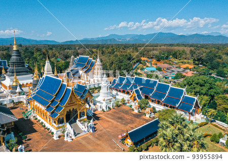 Aerial view of Wat Ban Den or Wat Banden complex temple in Mae Taeng District, Chiang Mai, Thailand Aerial view of Wat Ban Den or Wat Banden complex temple in Mae Taeng District, Chiang Mai, Thailand 93955894