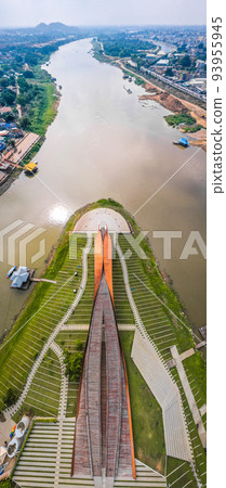 Aerial view of Pa San bridge (or Pasan bridge) on the Chao Phraya River in Nakhon Sawan, Thailand Aerial view of Pa San bridge (or Pasan bridge) on the Chao Phraya River in Nakhon Sawan, Thailand 93955945
