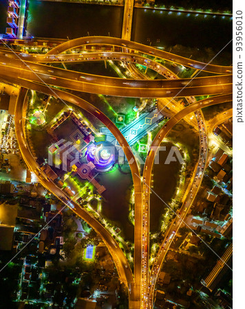 Aerial view of Bhumibol Bridge in Samut Prakan, Bangkok, Thailand Aerial view of Bhumibol Bridge in Samut Prakan, Bangkok, Thailand 93956010