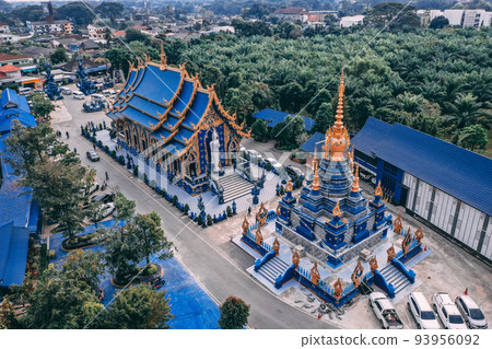 Aerial view of Wat Rong Suea Ten, the Blue Temple, in Chiang Rai, Thailand Aerial view of Wat Rong Suea Ten, the Blue Temple, in Chiang Rai, Thailand 93956092