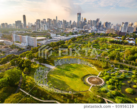 Benjakitti Park or Benchakitti forest park new design walkway in central Bangkok, Thailand 93956119
