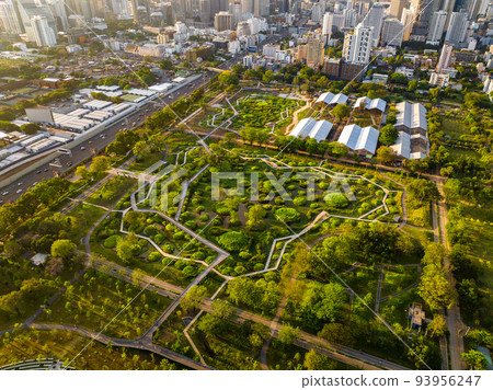 Benjakitti Park or Benchakitti forest park new design walkway in central Bangkok, Thailand 93956247