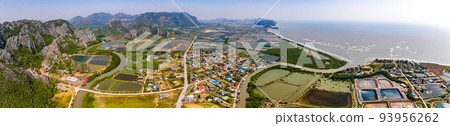 Aerial view of Khao Daeng View Point, the red mountain, in Sam Roi Yot National Park, in Prachuap Aerial view of Khao Daeng View Point, the red mountain, in Sam Roi Yot National Park, in Prachuap 93956262
