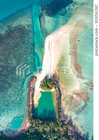 Aerial view of Thong Sala pier, boat and koh Tae Nai in koh Phangan, Thailand 93956392