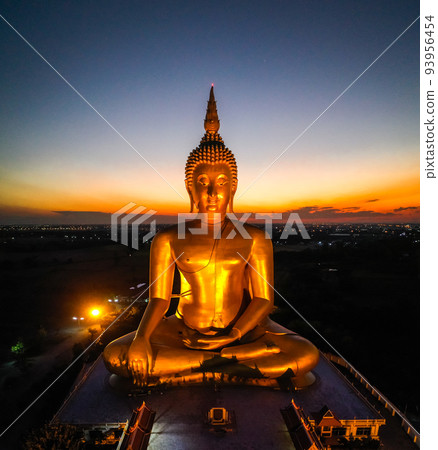 Big Buddha during sunset at Wat Muang in Ang Thong, Thailand 93956454