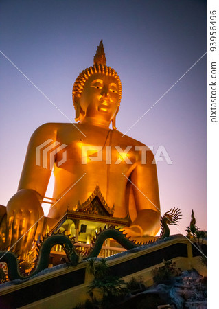 Big Buddha during sunset at Wat Muang in Ang Thong, Thailand 93956496