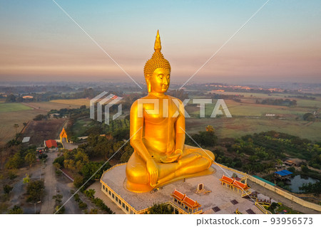 Big Buddha during sunset at Wat Muang in Ang Thong, Thailand 93956573