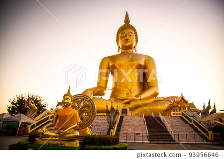 Big Buddha during sunset at Wat Muang in Ang Thong, Thailand 93956646